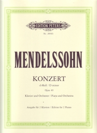 Mendelssohn Concerto No 2 Dmin Op40 2pf 4h Sheet Music Songbook
