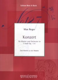 Reger Piano Concerto Fmin Op114  2 Piano 4 Hand Sheet Music Songbook