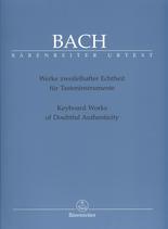 Bach Keyboard Works Of Doubtful Authenticity Sheet Music Songbook