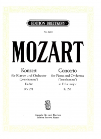 Mozart Concerto Piano & Orchestra K271 Eb Major Sheet Music Songbook