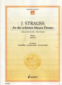 Strauss Blue Danube Piano 4 Hands Sheet Music Songbook
