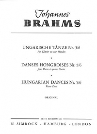 Brahms Hungarian Dances Nos 5 & 6 Piano 4 Hands Sheet Music Songbook