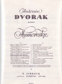 Dvorak Humoresque Taubmann Piano 4 Hands Sheet Music Songbook
