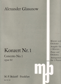 Glasunov Piano Concerto No 1 Fmin Op92 Sheet Music Songbook