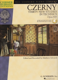 Czerny 30 New Studies In Technics Op849 Piano + Cd Sheet Music Songbook