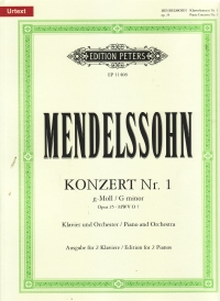 Mendelssohn Piano Concerto No.1 G Min Piano 4hands Sheet Music Songbook