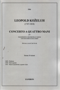 Kozeluh Concerto A Quattro Mani Piano 4hands Sheet Music Songbook