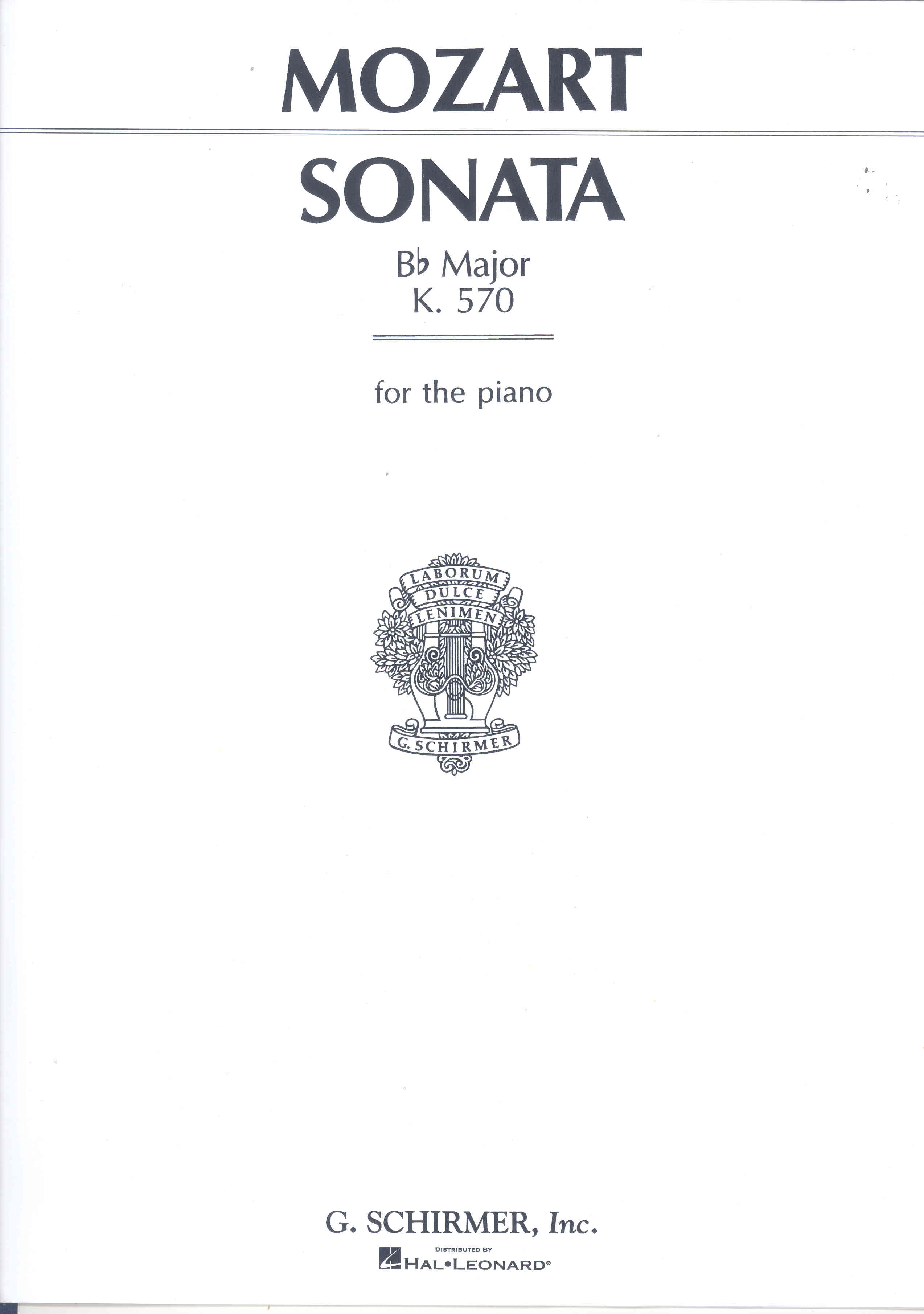 Mozart Piano Sonata No.16 In Bb Major K.570 Sheet Music Songbook