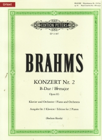 Brahms Piano Concerto No 2 Op 83 Bb Major 2 Pianos Sheet Music Songbook