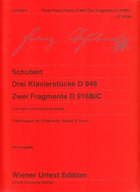 Schubert 3 Piano Pieces D946 & 2 Fragments D916/c Sheet Music Songbook