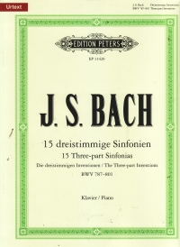 Bach 15 Three-part Inventions Bartels Bwv 787-801 Sheet Music Songbook