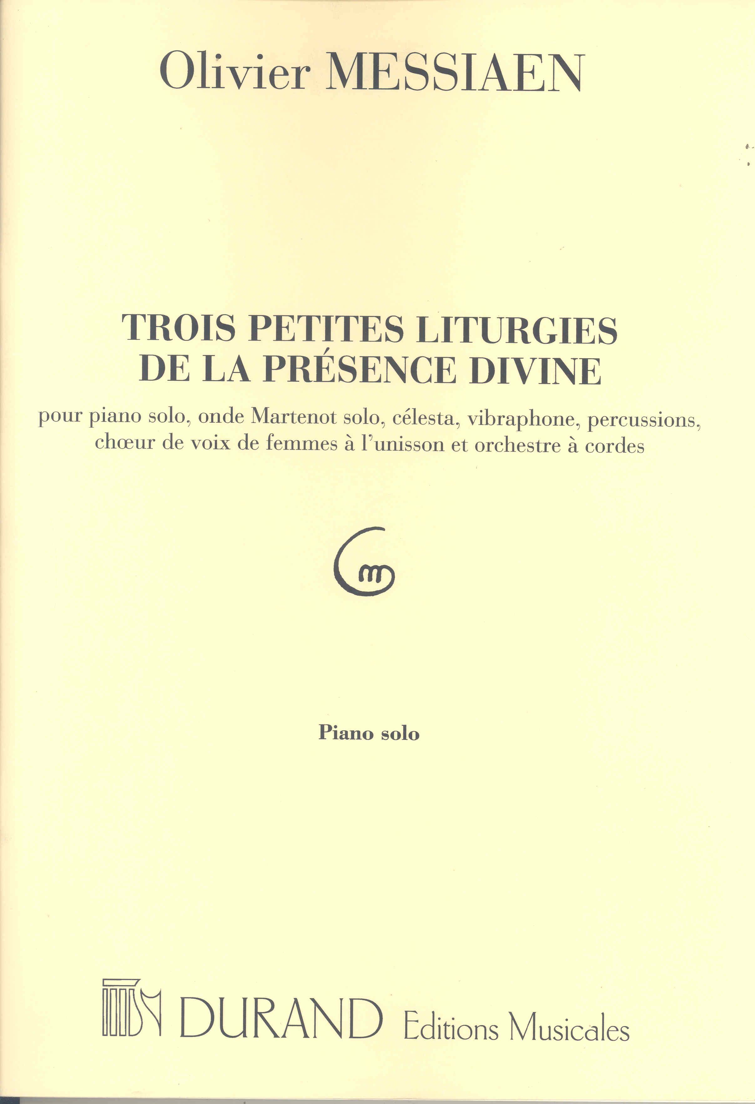 Messiaen 3 Petites Liturgies Piano Part Sheet Music Songbook