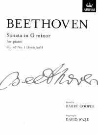 Beethoven Sonata Op49 No1 Cooper/ward Piano Sheet Music Songbook