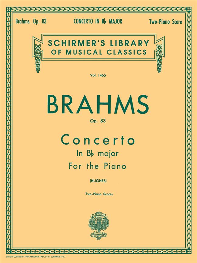 Brahms Piano Concerto No 2 Bb Op83 2 Pianos Sheet Music Songbook