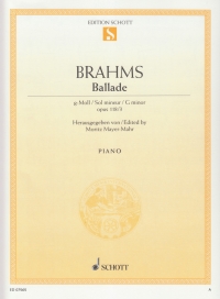 Brahms Ballade In G Minor Op 118/3 Piano Sheet Music Songbook