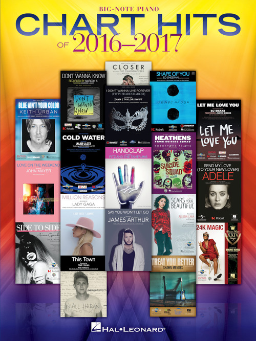 Chart Hits Of 2016-2017 Big Note Piano Sheet Music Songbook