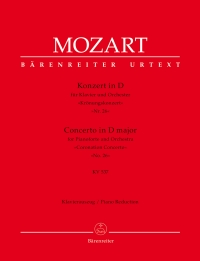 Mozart Concerto D K537 Coronation Piano Reduction Sheet Music Songbook