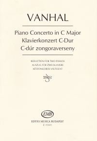 Vanhal Piano Concerto C Major 2 Pianos Reduction Sheet Music Songbook