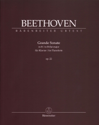 Beethoven Sonata Bb Op22 Grande Sonata Piano Sheet Music Songbook