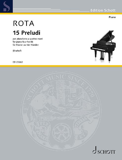 Rota 15 Preludes Piano Four Hands Sheet Music Songbook