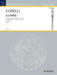Corelli La Follia Op5/12 Treble Recorder & Piano Sheet Music Songbook