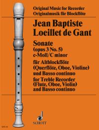 Loeillet De Gant Sonata Op3 No 5 Cmin Recorder Sheet Music Songbook
