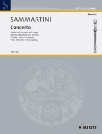 Sammartini Concerto F Descant Recorder Sheet Music Songbook