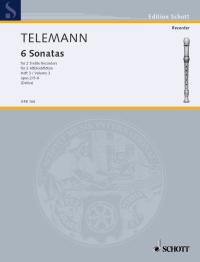 Telemann Sonatas (6) Vol 3 Op2 2 Treble Recorders Sheet Music Songbook