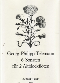 Telemann Sonatas (6) Book 1 2 Treble Recorders Sheet Music Songbook