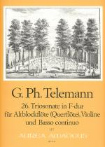 Telemann Triosonate 26 F Recorder/violin(fl) Pf Sheet Music Songbook
