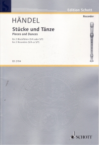 Handel Pieces & Dances Vol 1 Desc/treble Recorders Sheet Music Songbook
