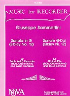 Sammartini Sonata G Alto Recorder Sheet Music Songbook