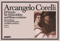 Corelli 11 Pieces Spittler Treble Recorder Sheet Music Songbook