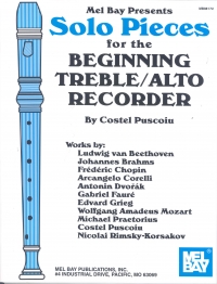 Solo Pieces For Beginning Treble/alto Recorder Sheet Music Songbook