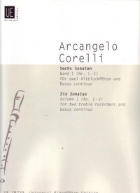 Corelli 6 Sonatas Treble Recorders Vol 1 Sheet Music Songbook