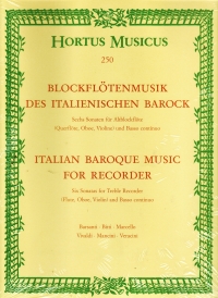 Italian Baroque Music For Treble Recorder Sheet Music Songbook