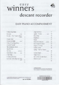 Easy Winners Lawrance Descant Recorder Piano Acc Sheet Music Songbook