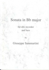 Sammartini Sonata Bb Recorder Sheet Music Songbook