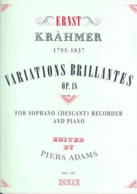 Krahmer Variations Brillantes Op18 Soprano Rec Sheet Music Songbook