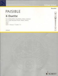 Paisible 6 Duets Op1 1-3 Treble Recorder Sheet Music Songbook