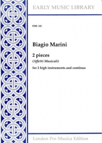 Marini 2 Pieces For 2 Soprano Recorders & Piano Sheet Music Songbook