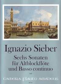 Sieber 6 Sonatas Treble Recorder & Basso Continuo Sheet Music Songbook