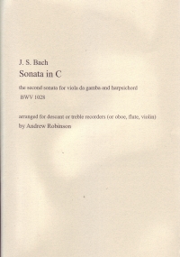 Bach Sonata C Bwv 1028 Soprano Or Tenor Recorder Sheet Music Songbook