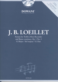 Loeillet Sonata Op1 No 3 Treble Recorder + Cd Sheet Music Songbook