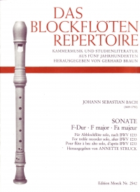 Bach Sonata F Solo After Bwv1033 Alto Recorder Sheet Music Songbook