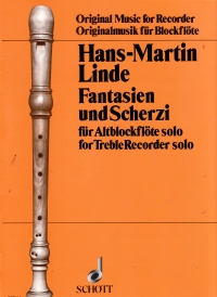 Linde Fantasias & Scherzi Treble Recorder Solo Sheet Music Songbook