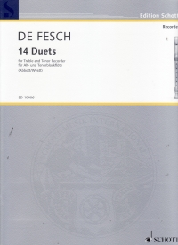 De Fesch 14 Duets Alto And Tenor Recorder Sheet Music Songbook