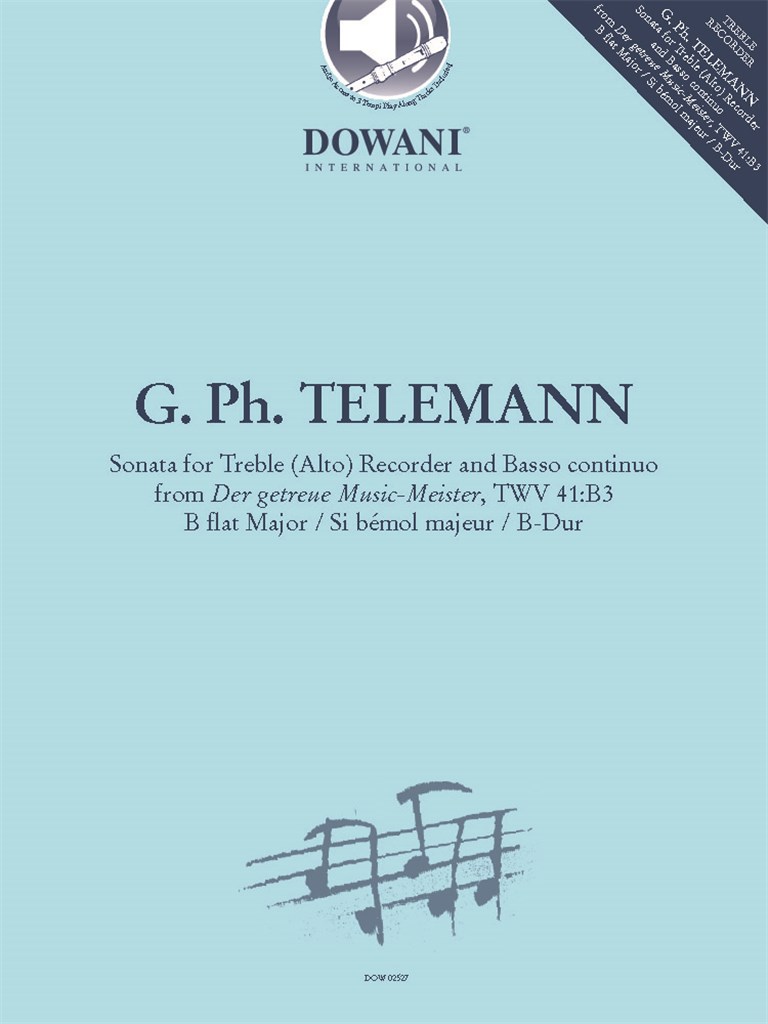 Telemann Sonata For Treble (alto) Recorder And Bc Sheet Music Songbook