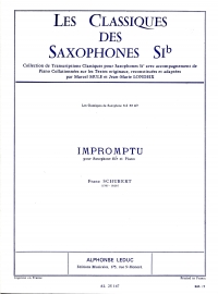 Schubert Impromptu Tenor Saxophone Sheet Music Songbook
