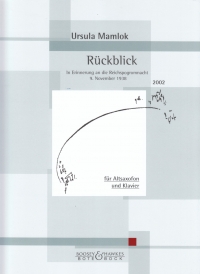 Mamlok Ruckblick Alto Saxophone & Piano Sheet Music Songbook